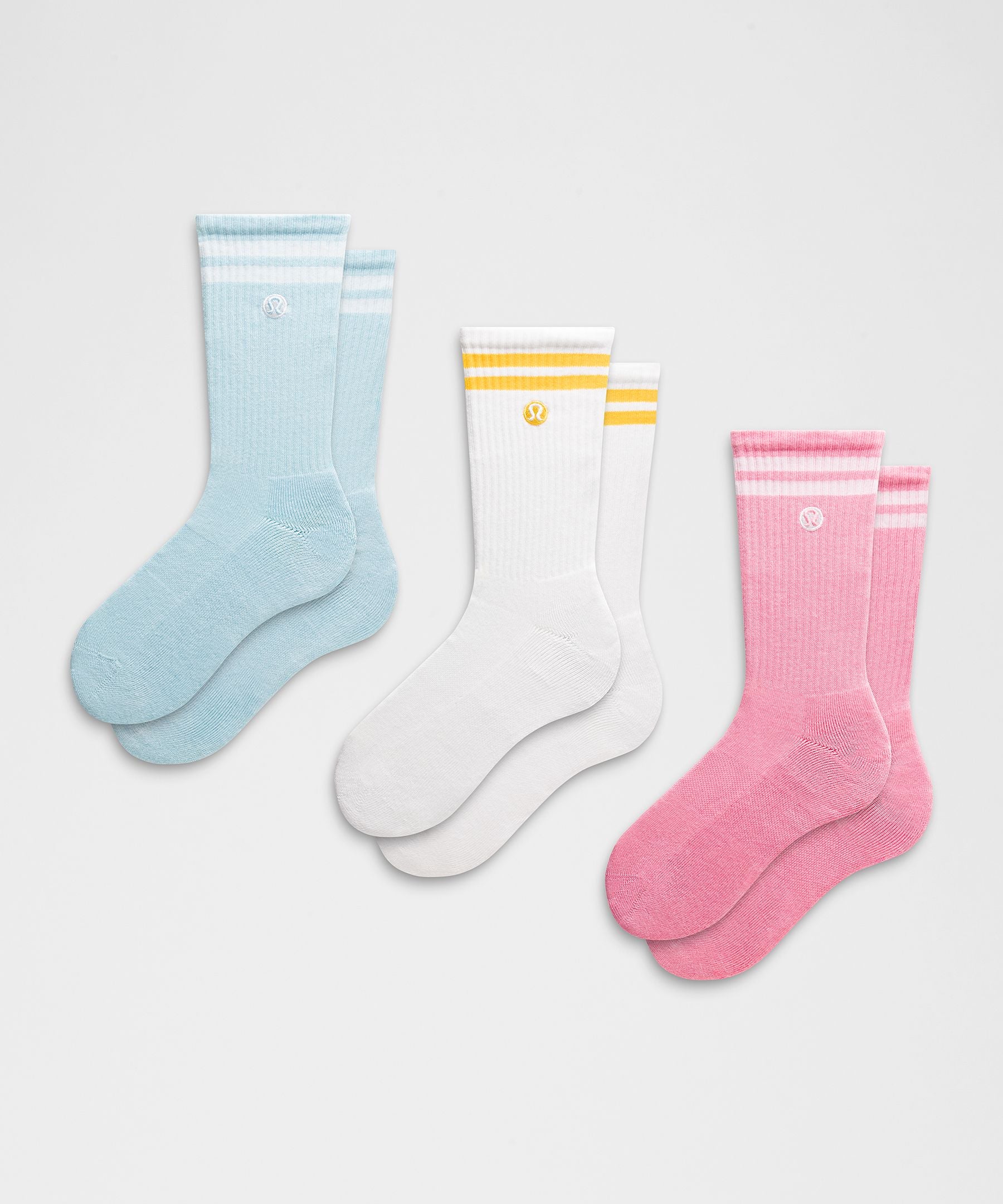 Lululemon Unisex Daily Essential Crew Socks 3 Pack *Stripe