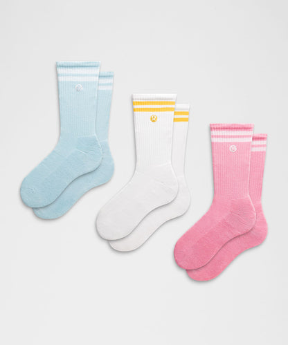 Lululemon Unisex Daily Essential Crew Socks 3 Pack *Stripe