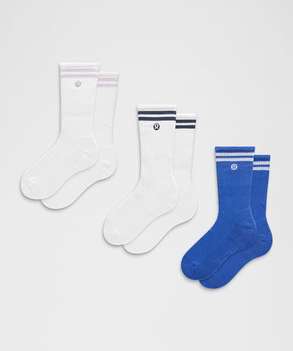 Lululemon Unisex Daily Essential Crew Socks 3 Pack *Stripe