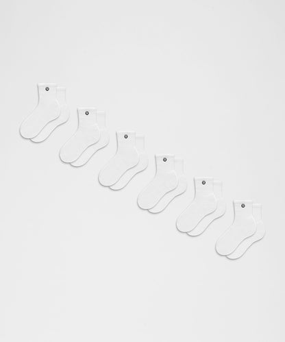 Lululemon Unisex Daily Essential Quarter Socks *6 Pack