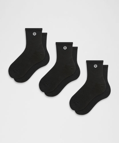 Lululemon Unisex Daily Essential Quarter Socks *3 Pack