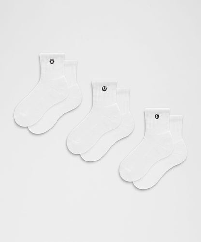 Lululemon Unisex Daily Essential Quarter Socks *3 Pack