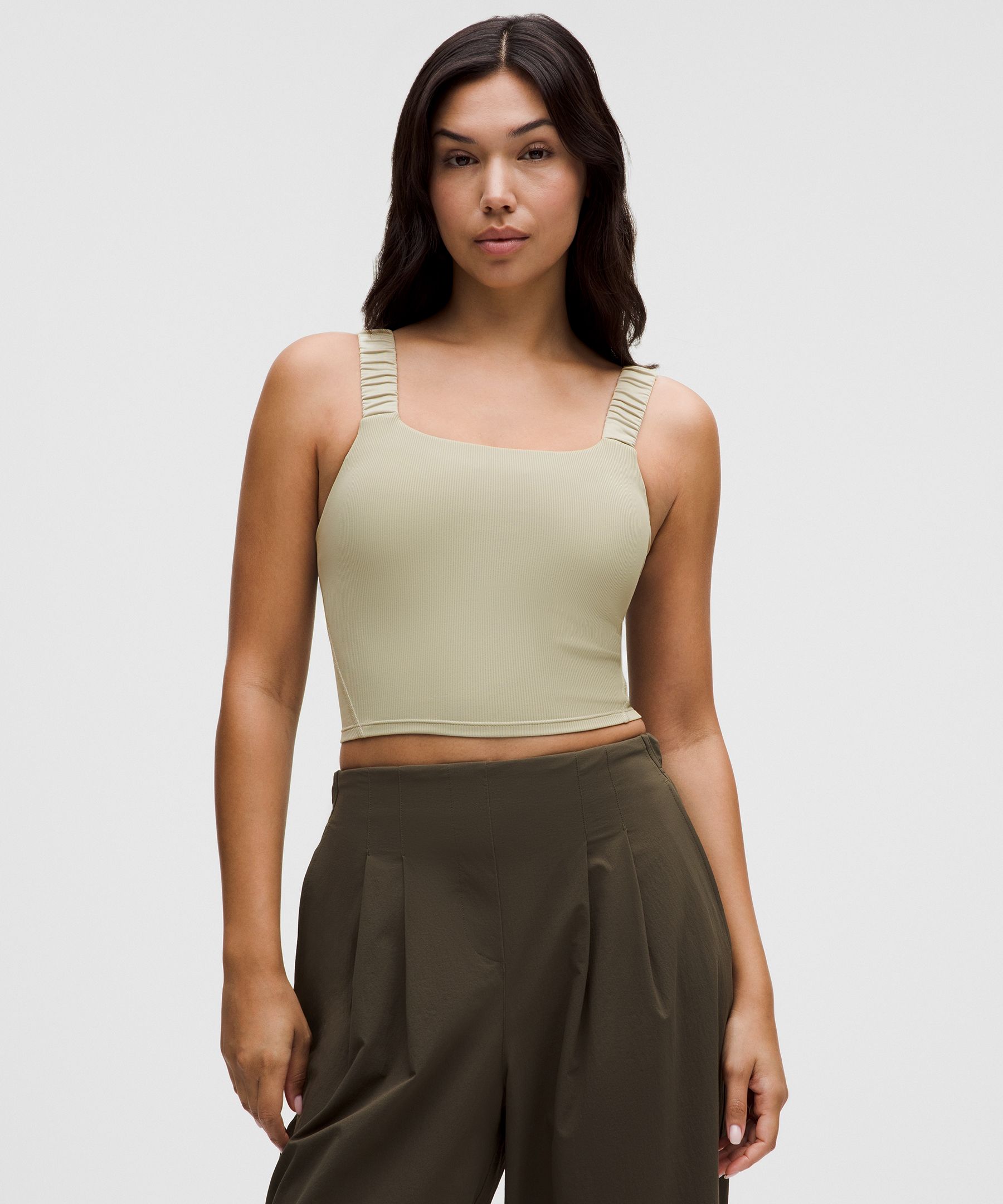 Lululemon Women's Ruched-Strap Cropped Keyhole Tank Top *Light Support, B/C Cup