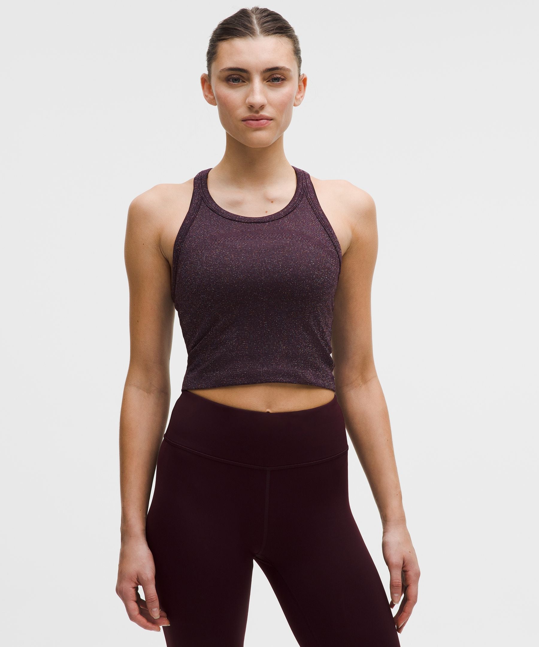 Lululemon Women's Swiftly Tech Cropped Round-Neck Racerback Tank Top 2.0 *Sparkle