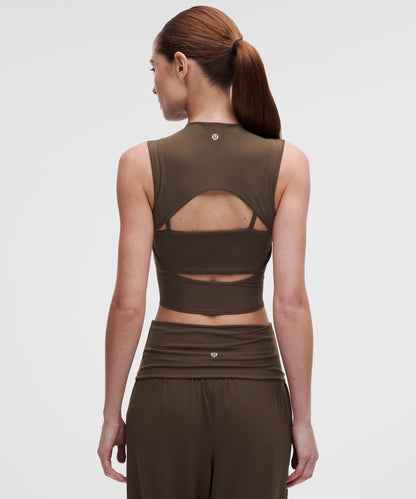 Lululemon Women's Nulu and Mesh-Overlay Cropped Studio Tank Top