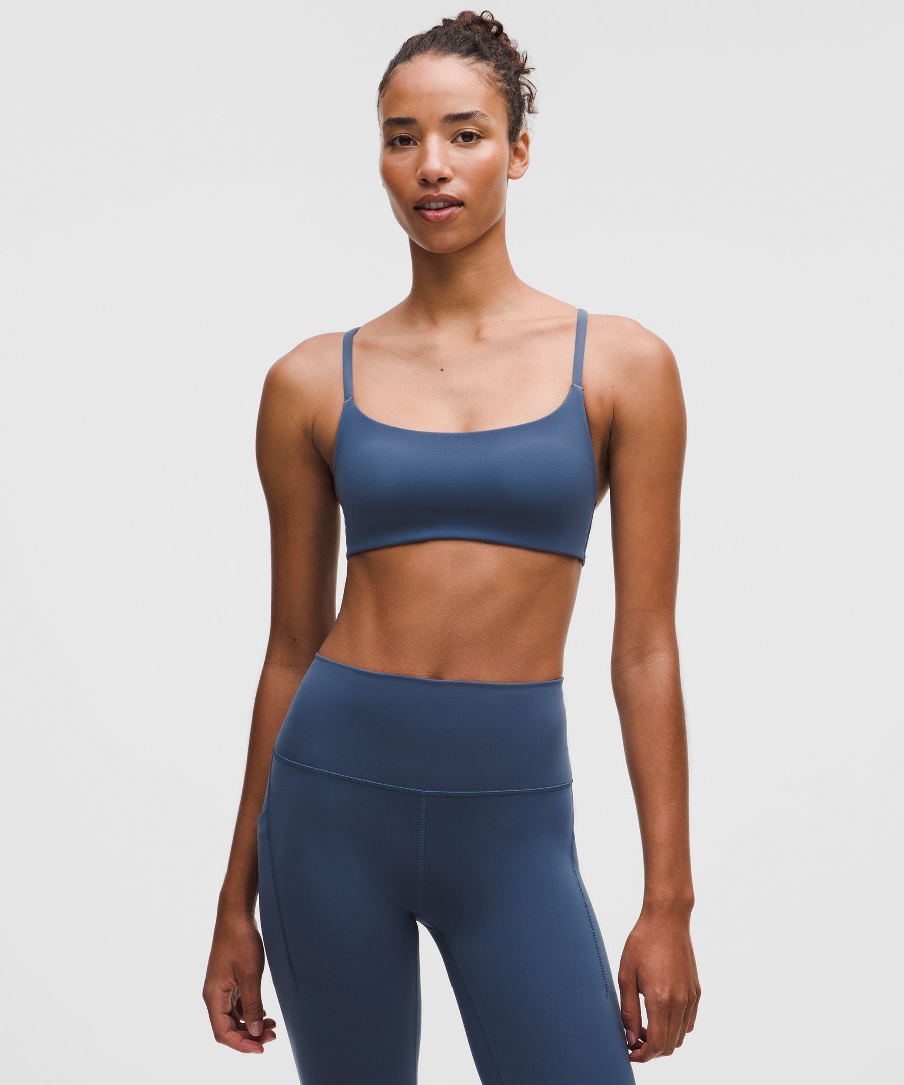 Lululemon Wunder Train Strappy Racer Bra *Light Support, A/B Cup Blue Twill