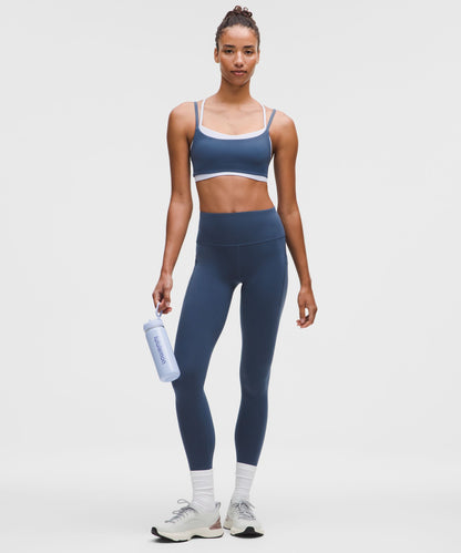Lululemon Wunder Train Strappy Racer Bra *Light Support, A/B Cup Blue Twill