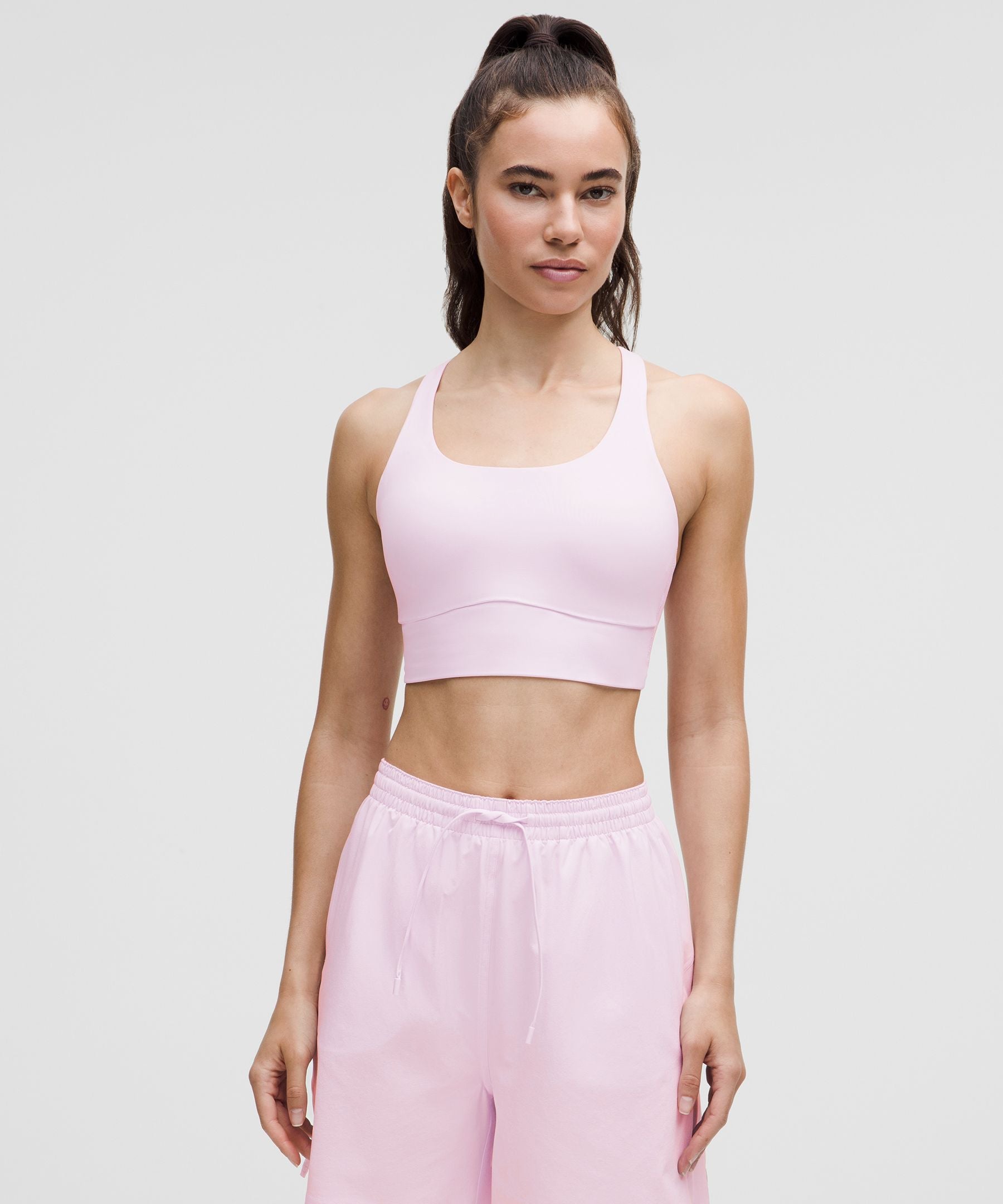 Lululemon lululemon Energy Longline Bra Medium Support, B-D Cups *Evolve Pink Organza