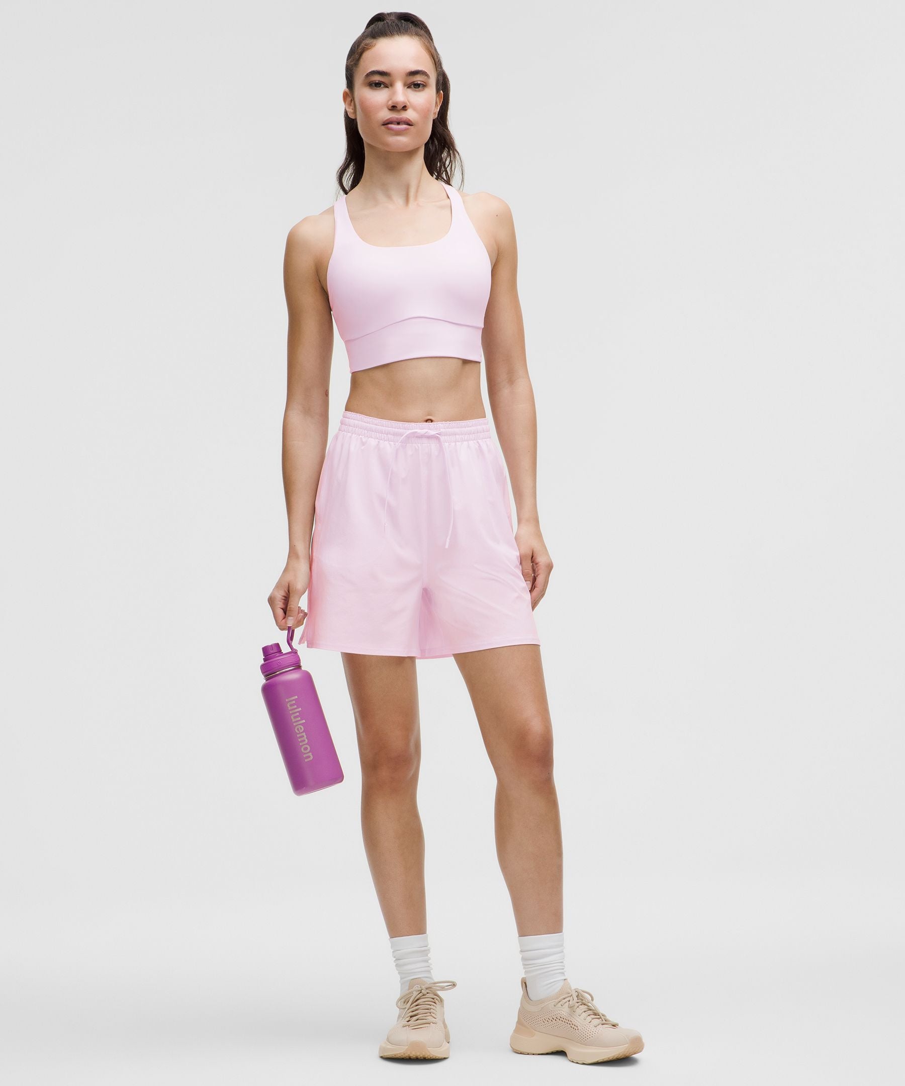 Lululemon lululemon Energy Longline Bra Medium Support, B-D Cups *Evolve Pink Organza