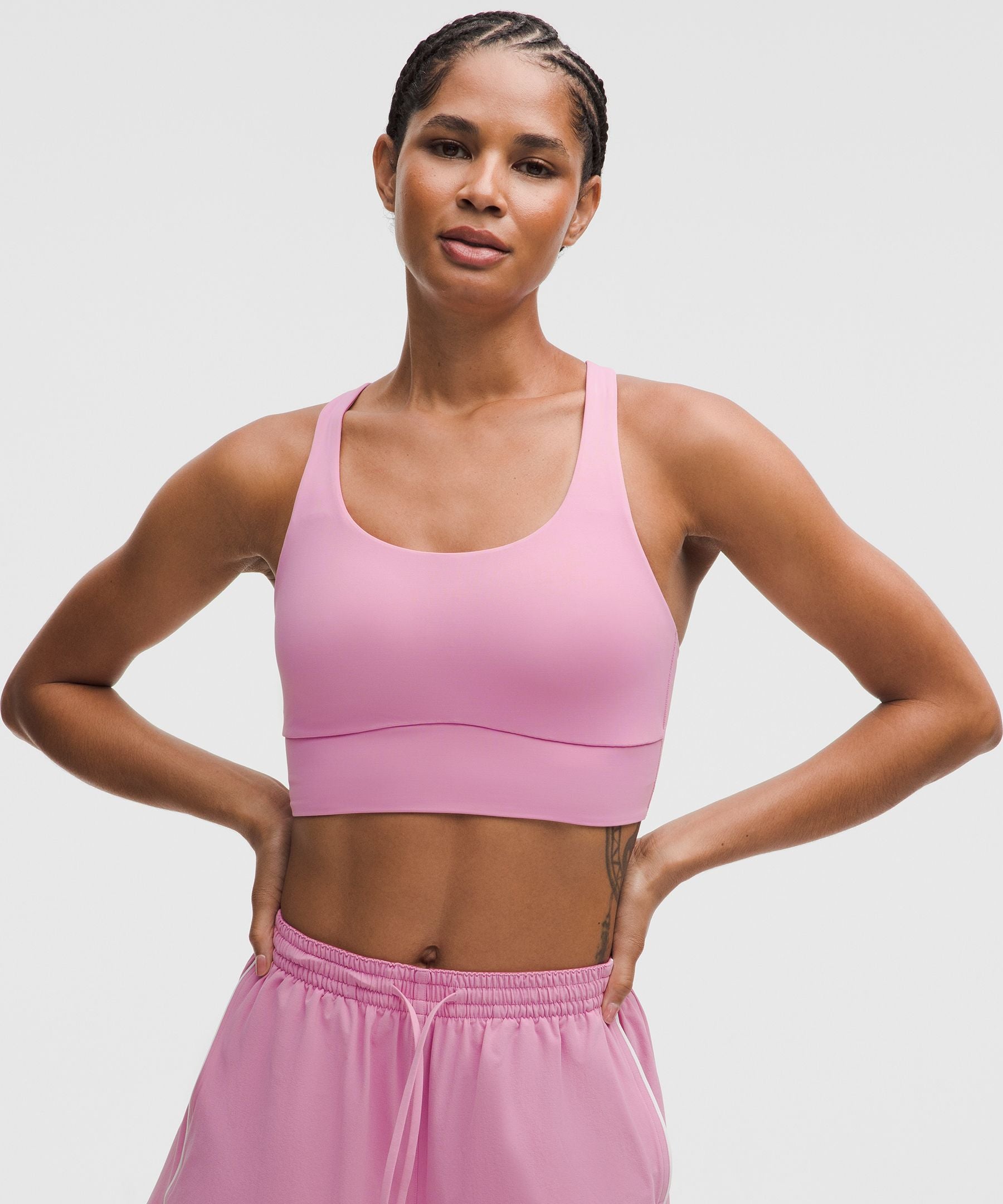 Lululemon lululemon Energy Longline Bra Medium Support, B-D Cups *Evolve Pink Frosting