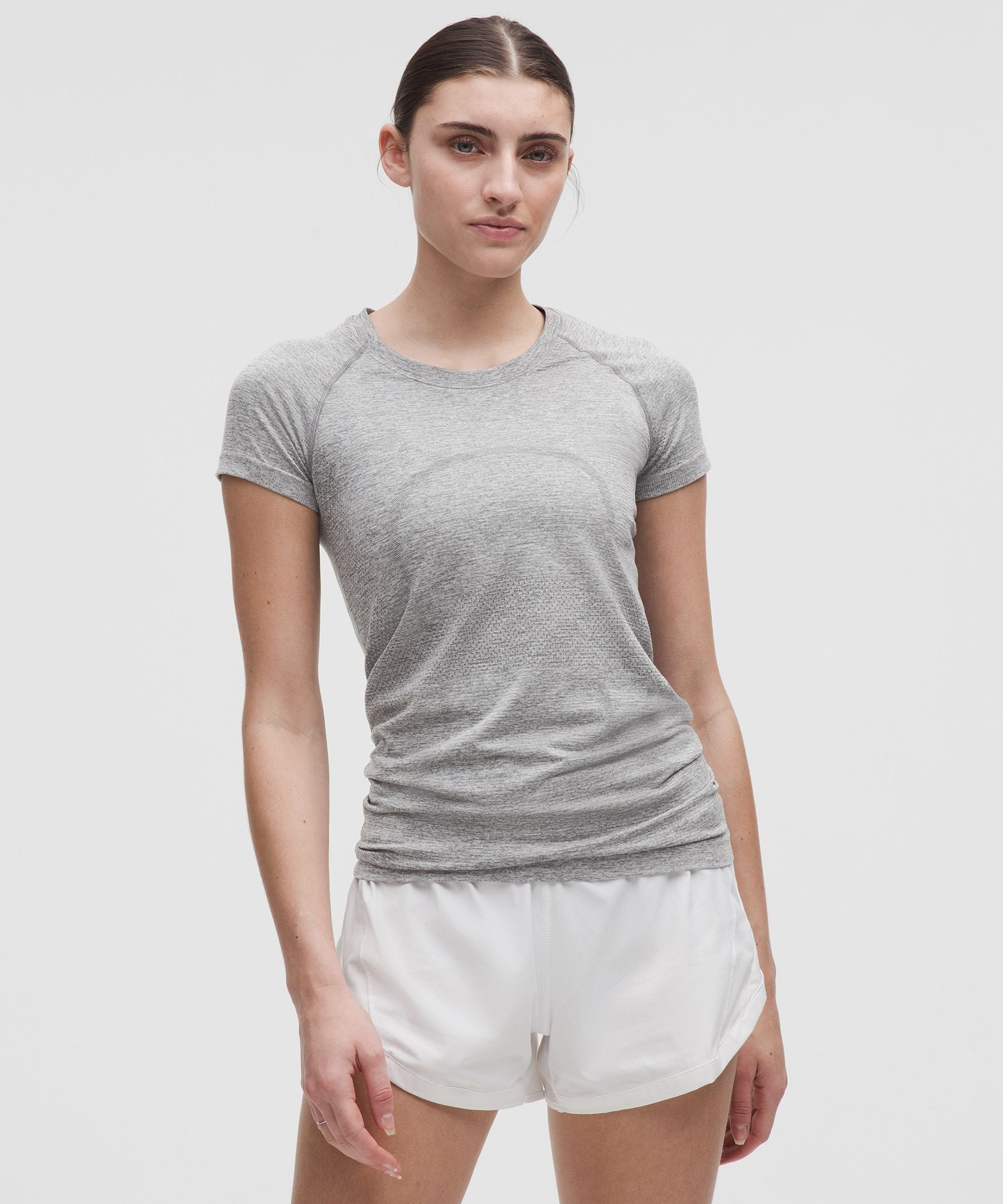 Lululemon Swiftly Tech Short-Sleeve Shirt 2.0 *Hip Length Slate/White