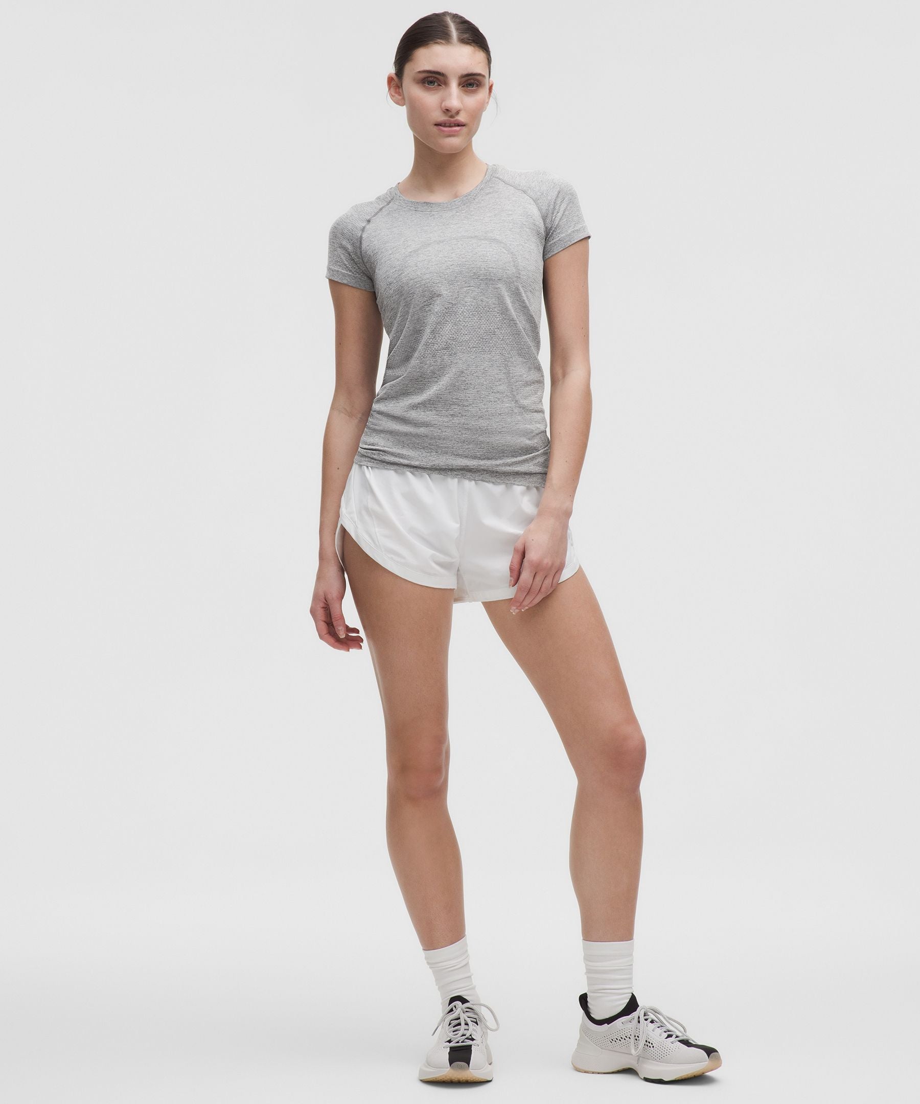 Lululemon Swiftly Tech Short-Sleeve Shirt 2.0 *Hip Length Slate/White