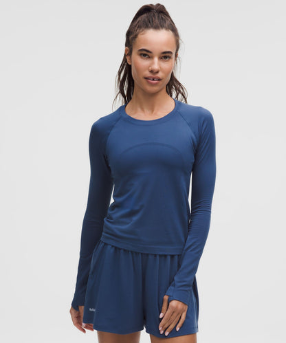 Lululemon Swiftly Tech Long-Sleeve Shirt 2.0 *Waist Length Blue Twill/Blue Twill
