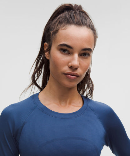 Lululemon Swiftly Tech Long-Sleeve Shirt 2.0 *Waist Length Blue Twill/Blue Twill