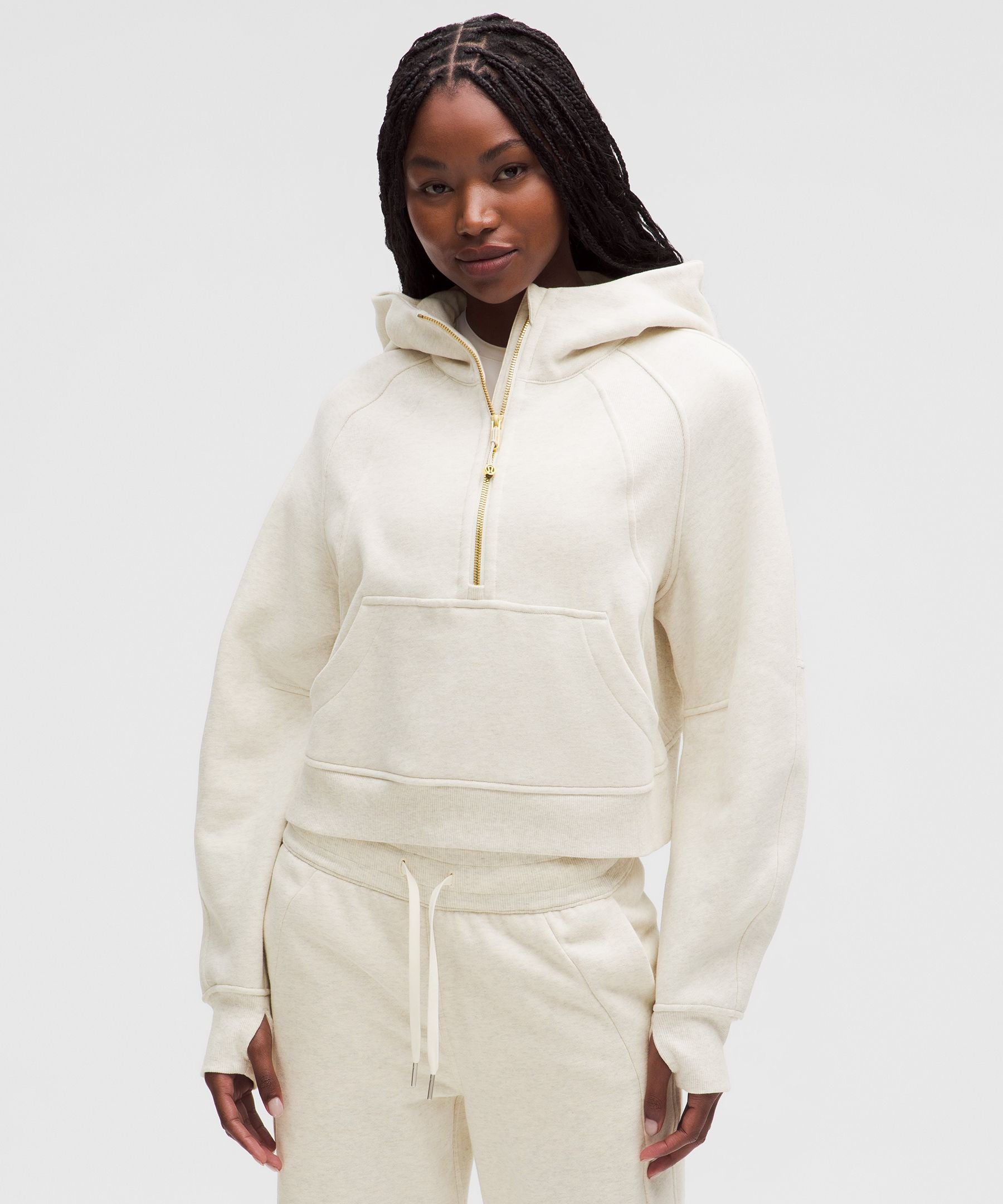 Lululemon Scuba Oversized Half-Zip Hoodie Heathered Bone/Gold