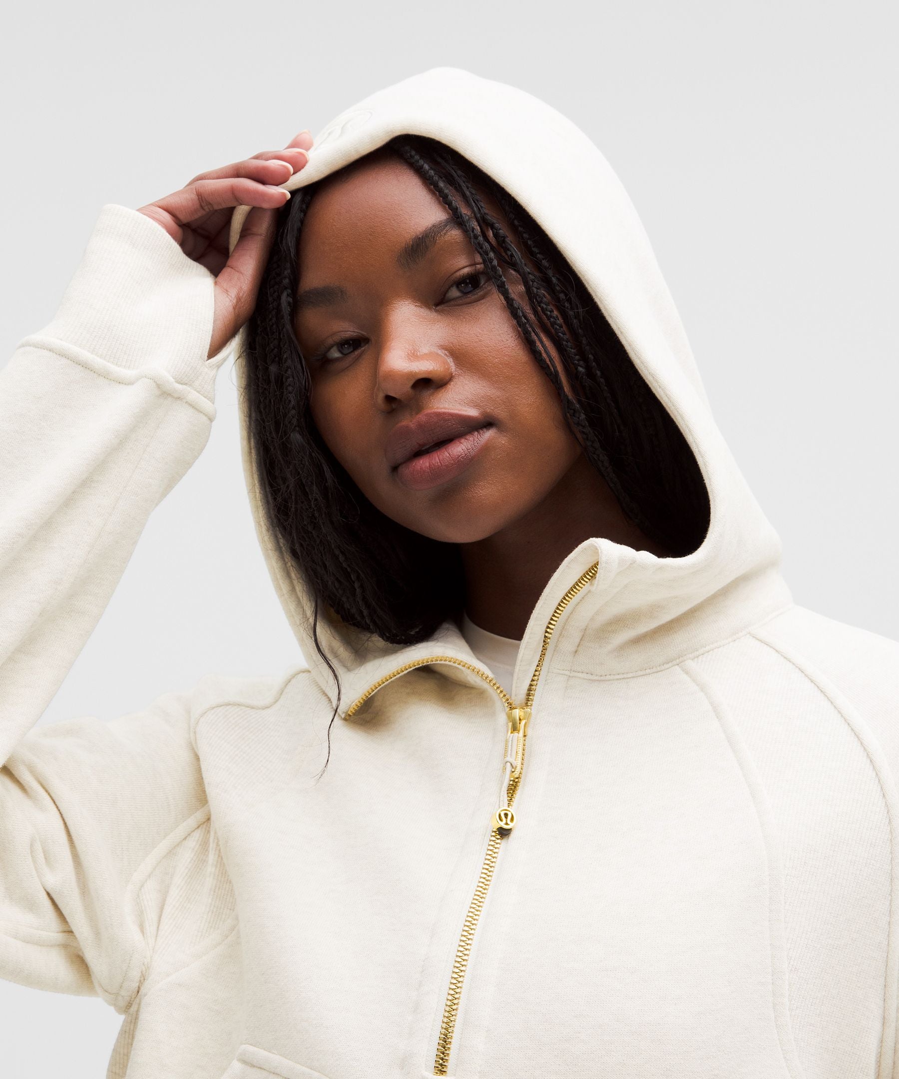 Lululemon Scuba Oversized Half-Zip Hoodie Heathered Bone/Gold