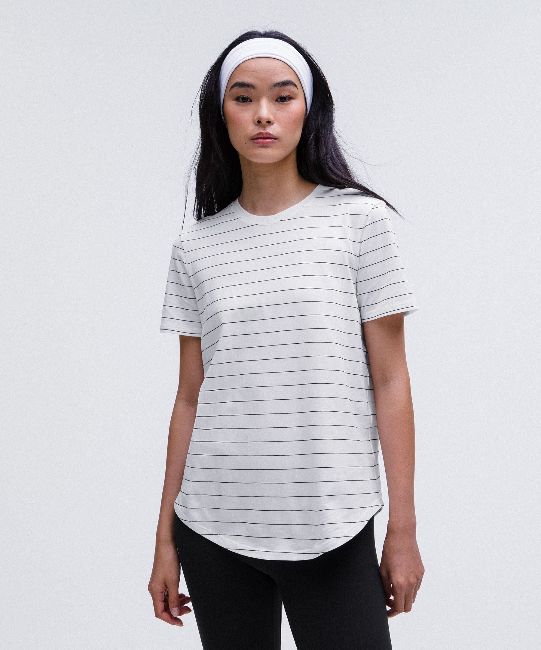 Lululemon Love Crewneck T-Shirt Short Serve Stripe White Black