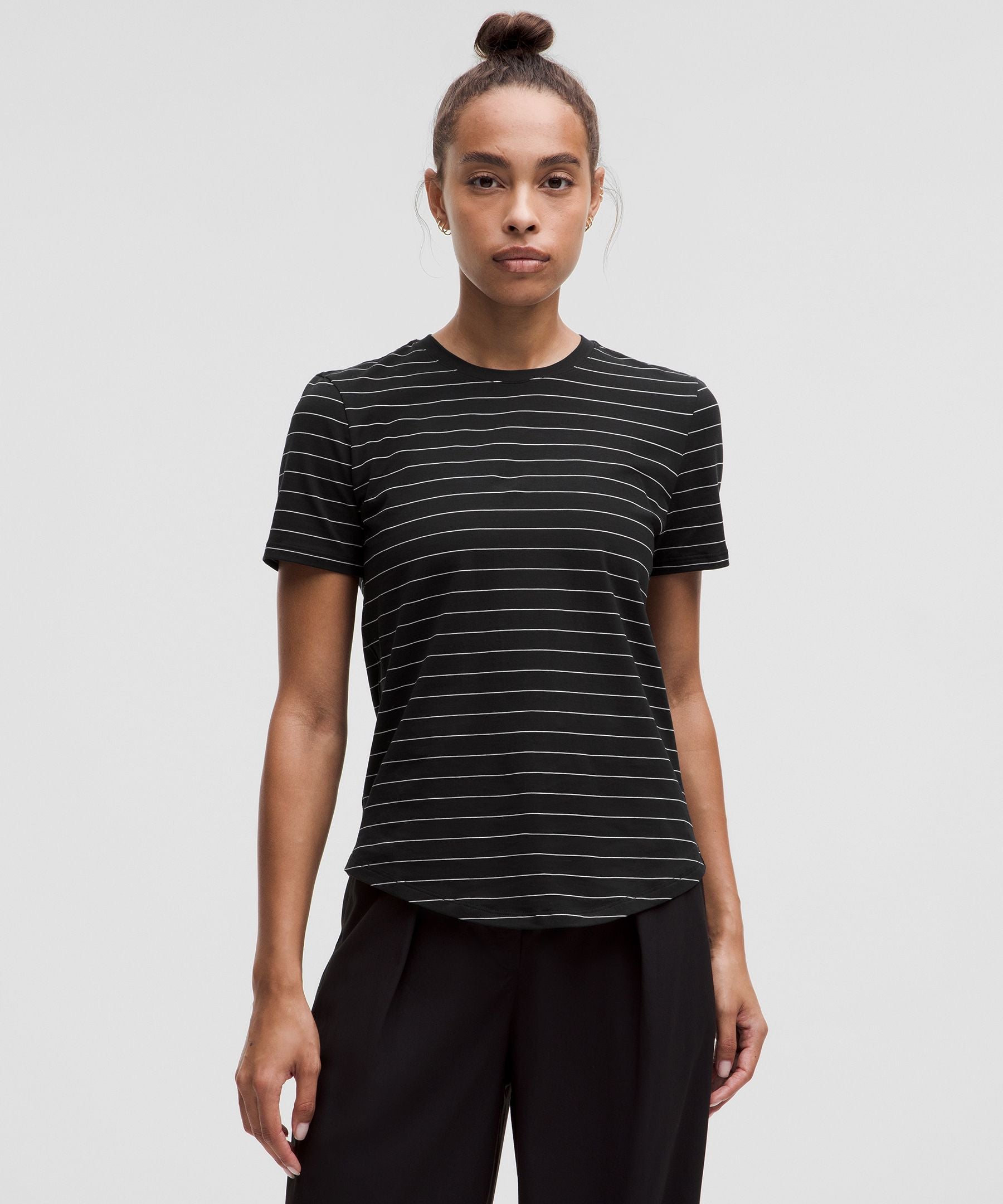 Lululemon Love Crewneck T-Shirt Short Serve Stripe Black White