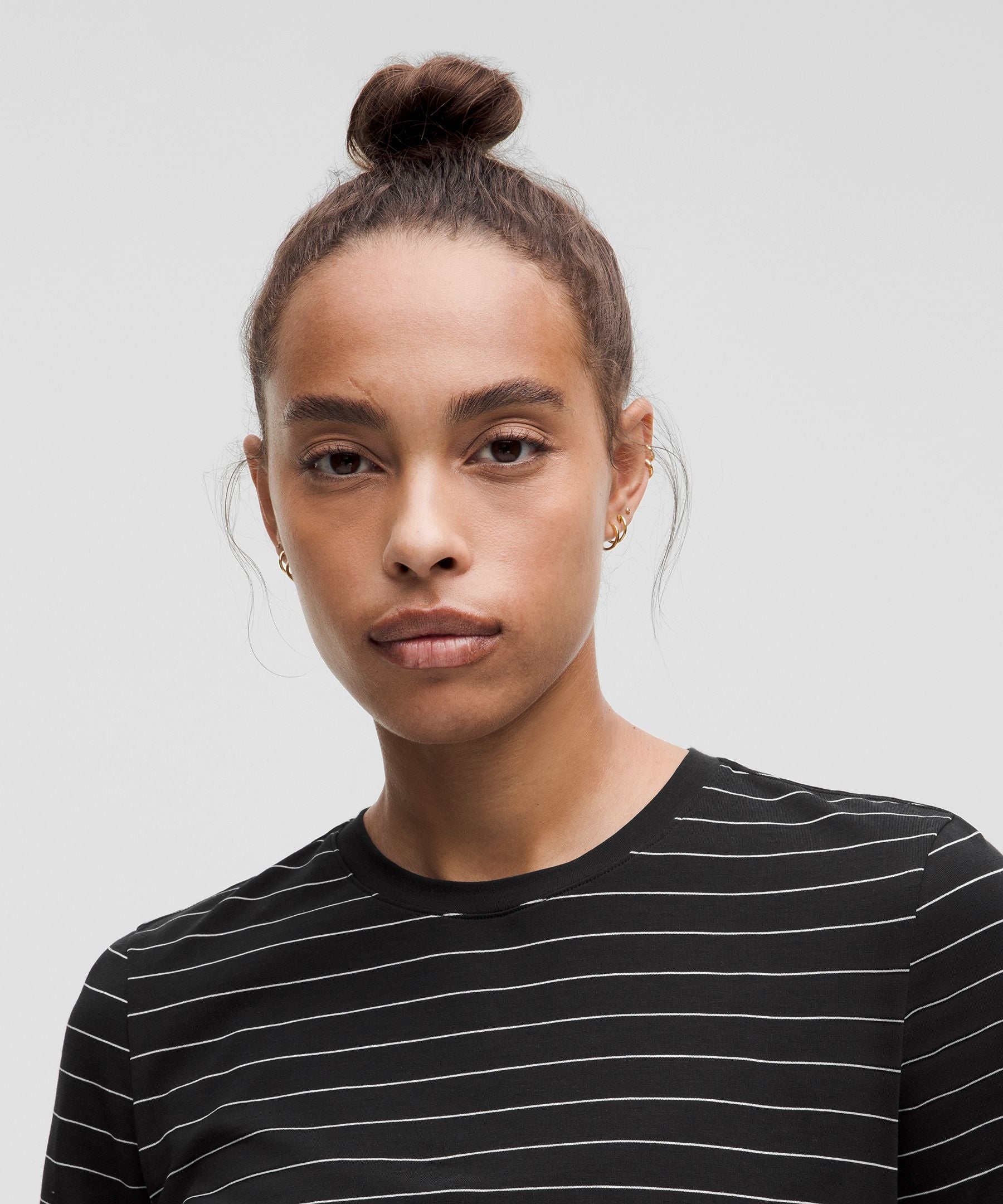 Lululemon Love Crewneck T-Shirt Short Serve Stripe Black White