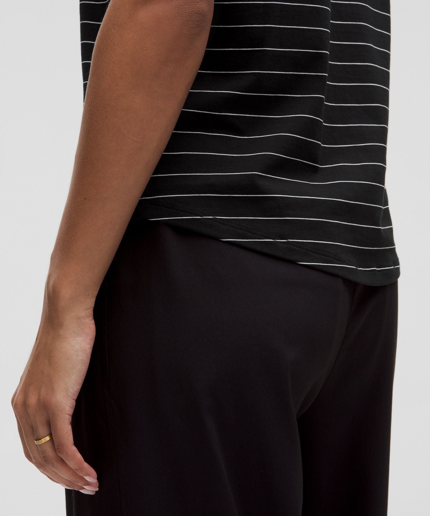 Lululemon Love Crewneck T-Shirt Short Serve Stripe Black White