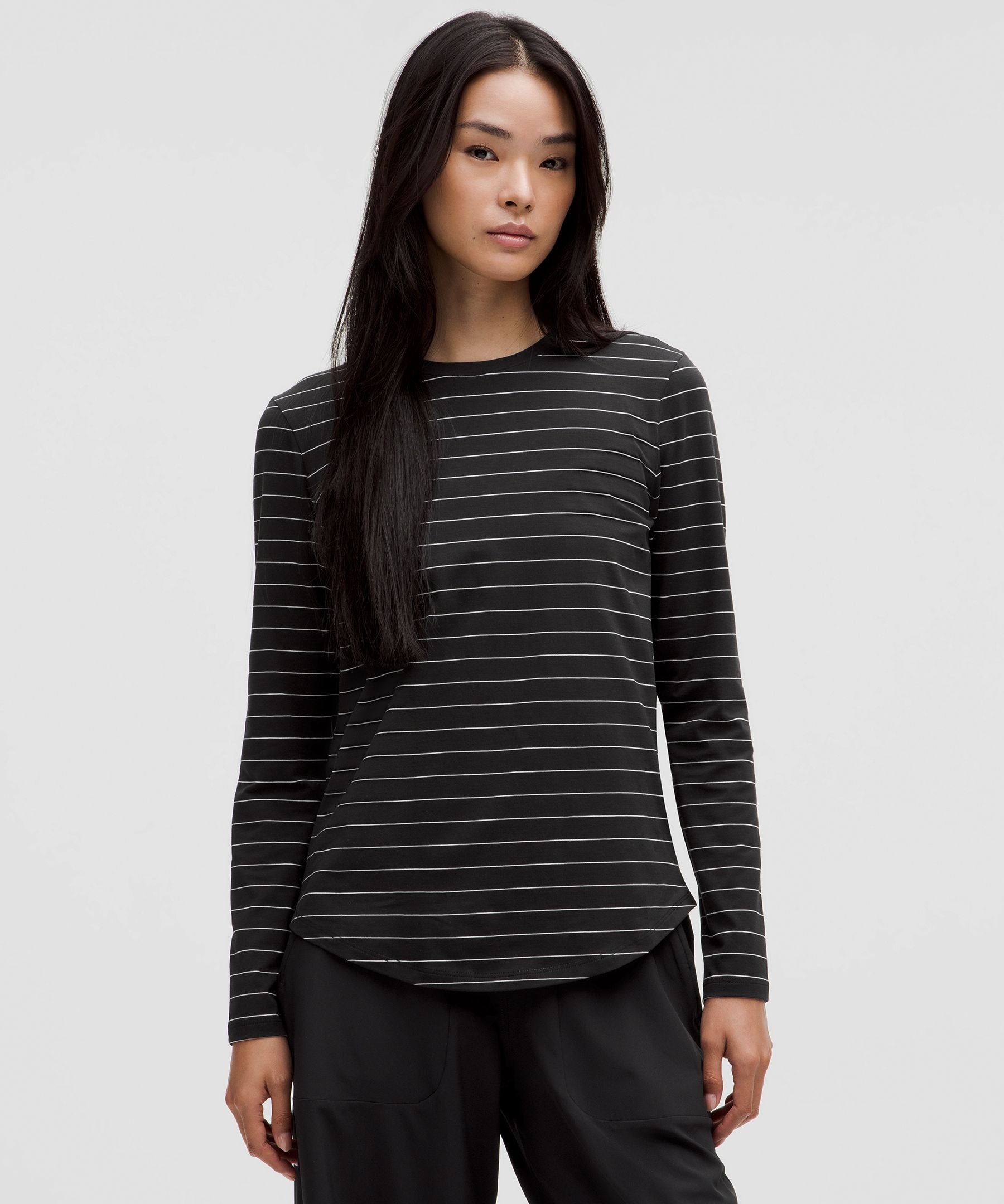 Lululemon Love Long-Sleeve Shirt Short Serve Stripe Black White