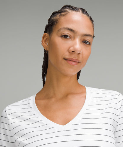 Lululemon Love V-Neck T-Shirt Short Serve Stripe White Black