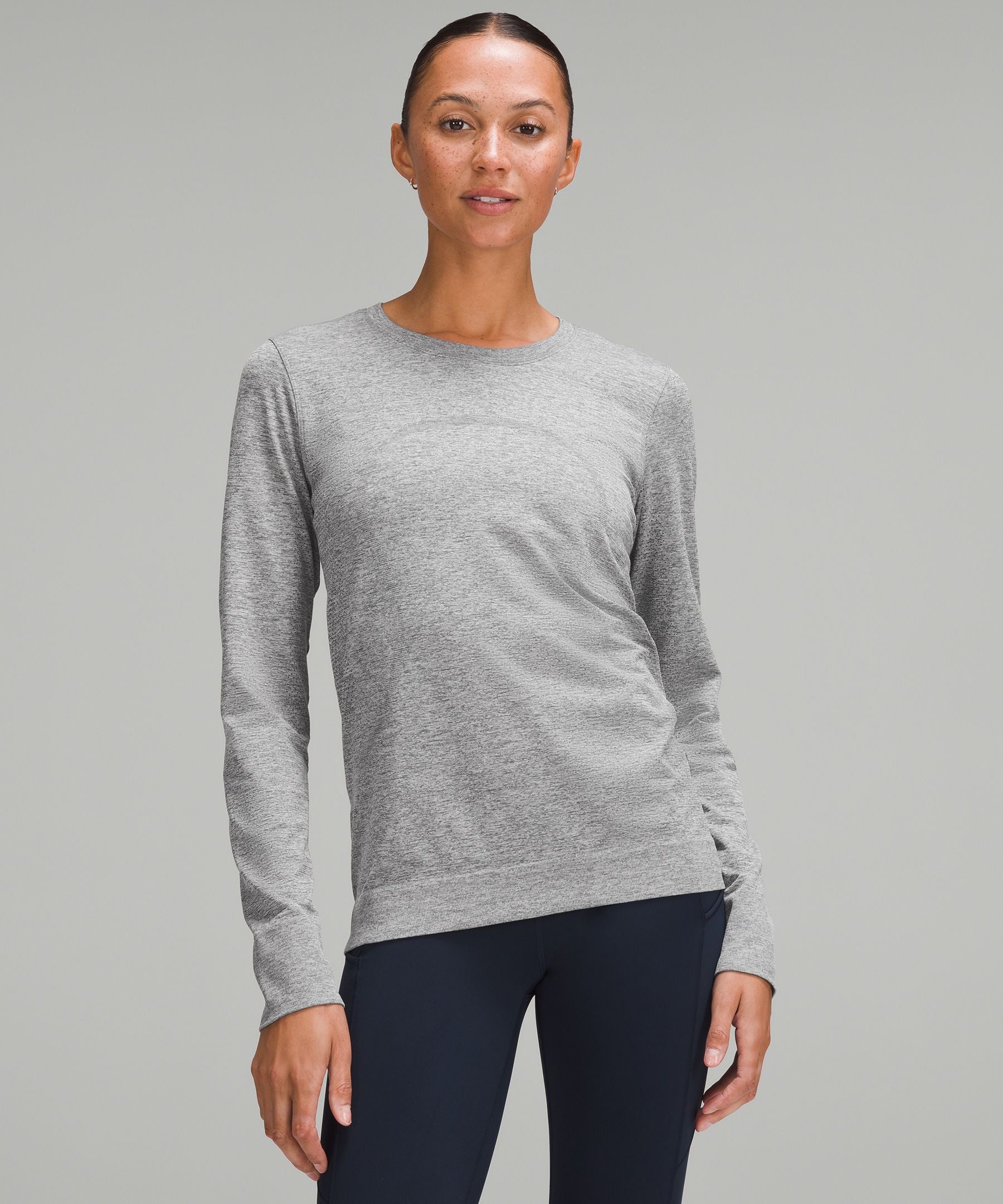 Lululemon Swiftly Relaxed Long-Sleeve Shirt *Hip Length Slate/White