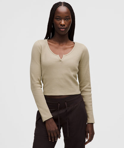 Lululemon Women's Cotton-Blend Henley Long-Sleeve Shirt