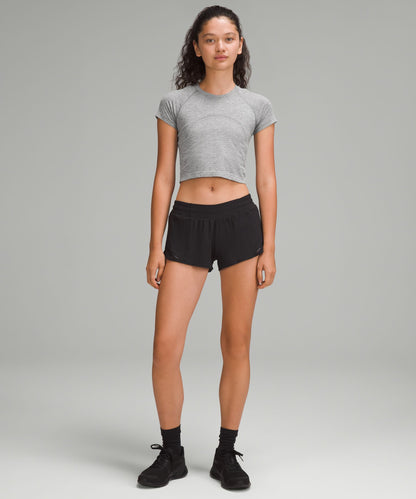 Lululemon Swiftly Tech Cropped Short-Sleeve Shirt 2.0 Slate/White