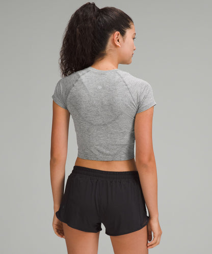 Lululemon Swiftly Tech Cropped Short-Sleeve Shirt 2.0 Slate/White