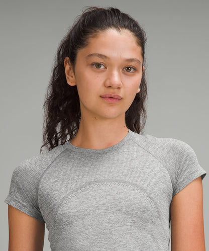 Lululemon Swiftly Tech Cropped Short-Sleeve Shirt 2.0 Slate/White