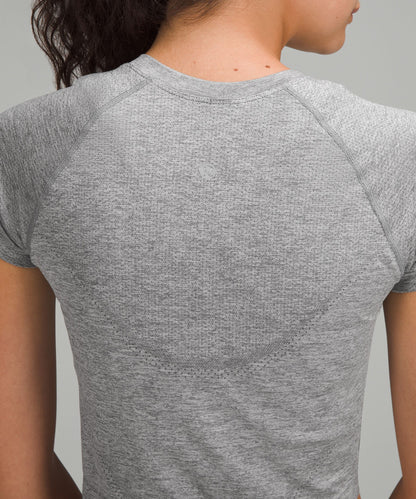 Lululemon Swiftly Tech Cropped Short-Sleeve Shirt 2.0 Slate/White