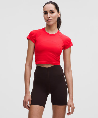 Lululemon Swiftly Tech Cropped Short-Sleeve Shirt 2.0 Lulu Red/Lulu Red