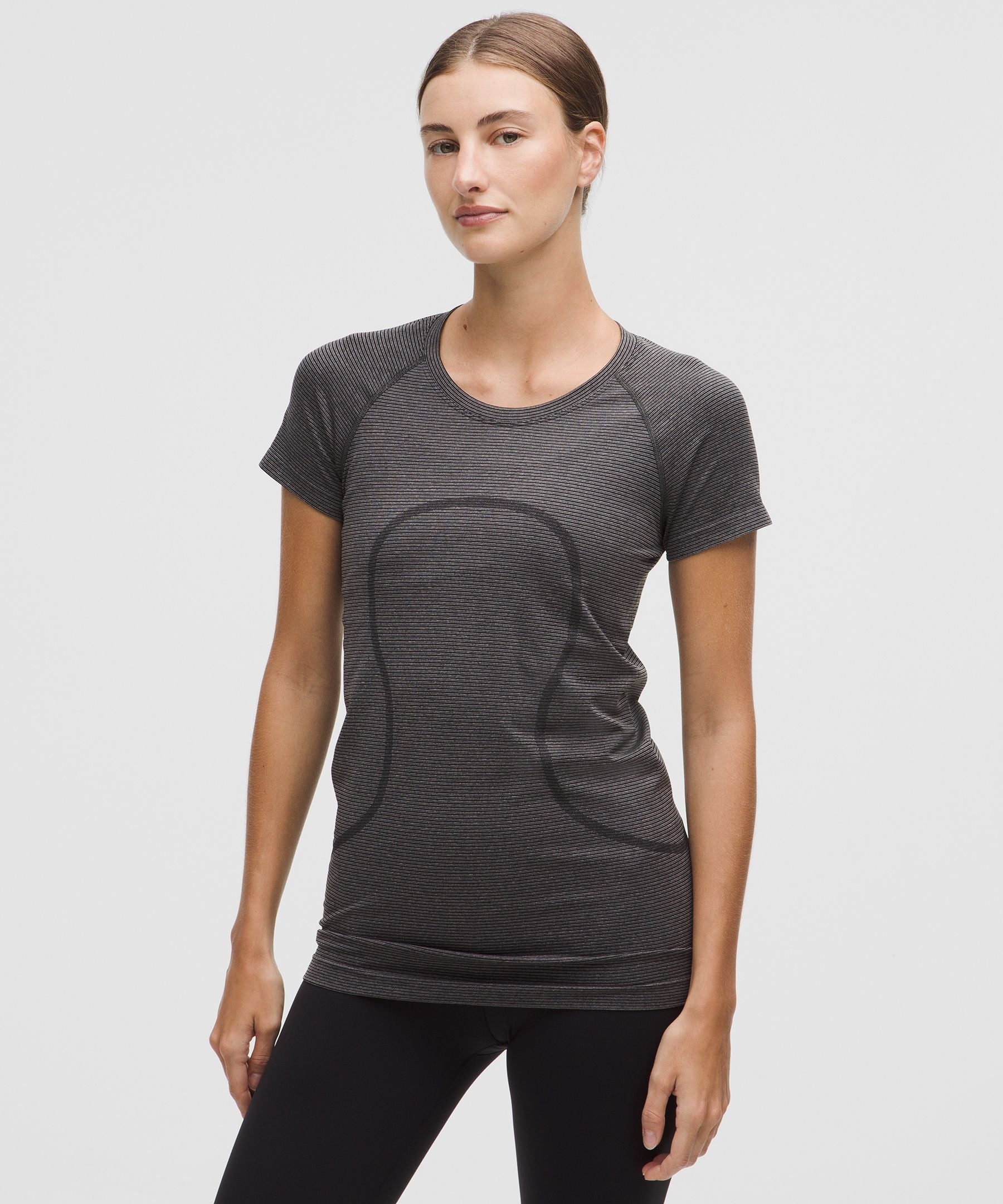 Lululemon Swiftly Tech Short-Sleeve Shirt 2.0 *Hip Length Spandex Stripe Nightmoth/Light Ivory