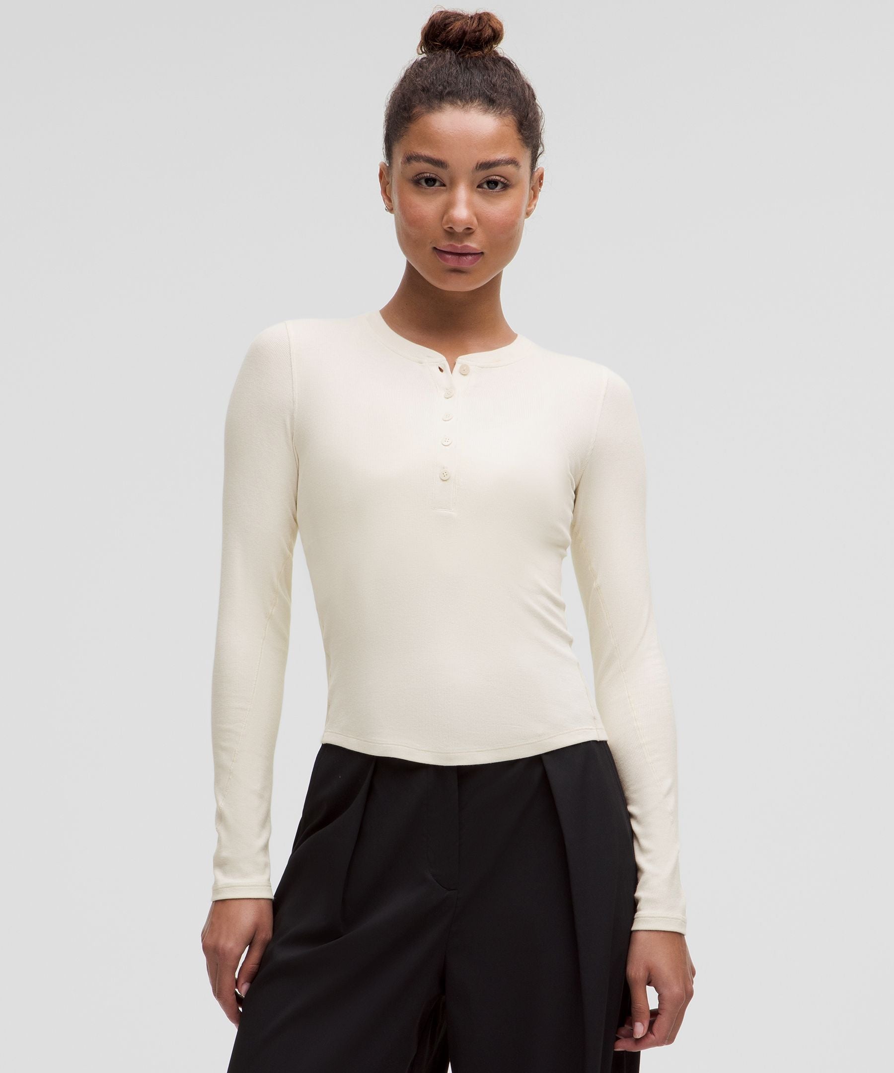 Lululemon Hold Tight Long-Sleeve Henley Light Ivory