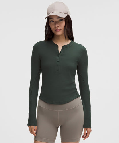 Lululemon Hold Tight Long-Sleeve Henley Rainforest Green