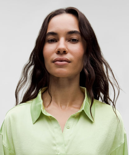 Lululemon Women's Logo Charm Satin Collared Long-Sleeve Shirt