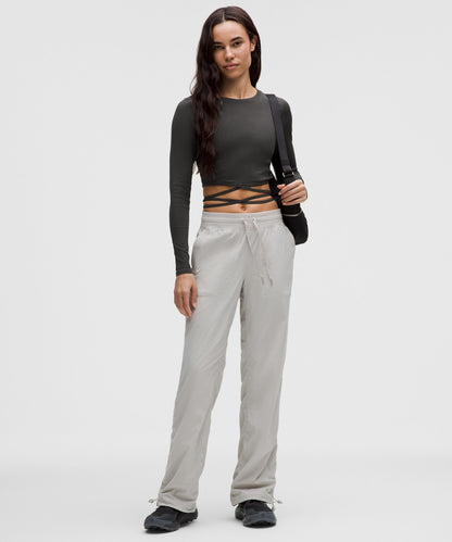 Lululemon Women's Logo Charm Ribbed Waist-Tie Long-Sleeve Shirt