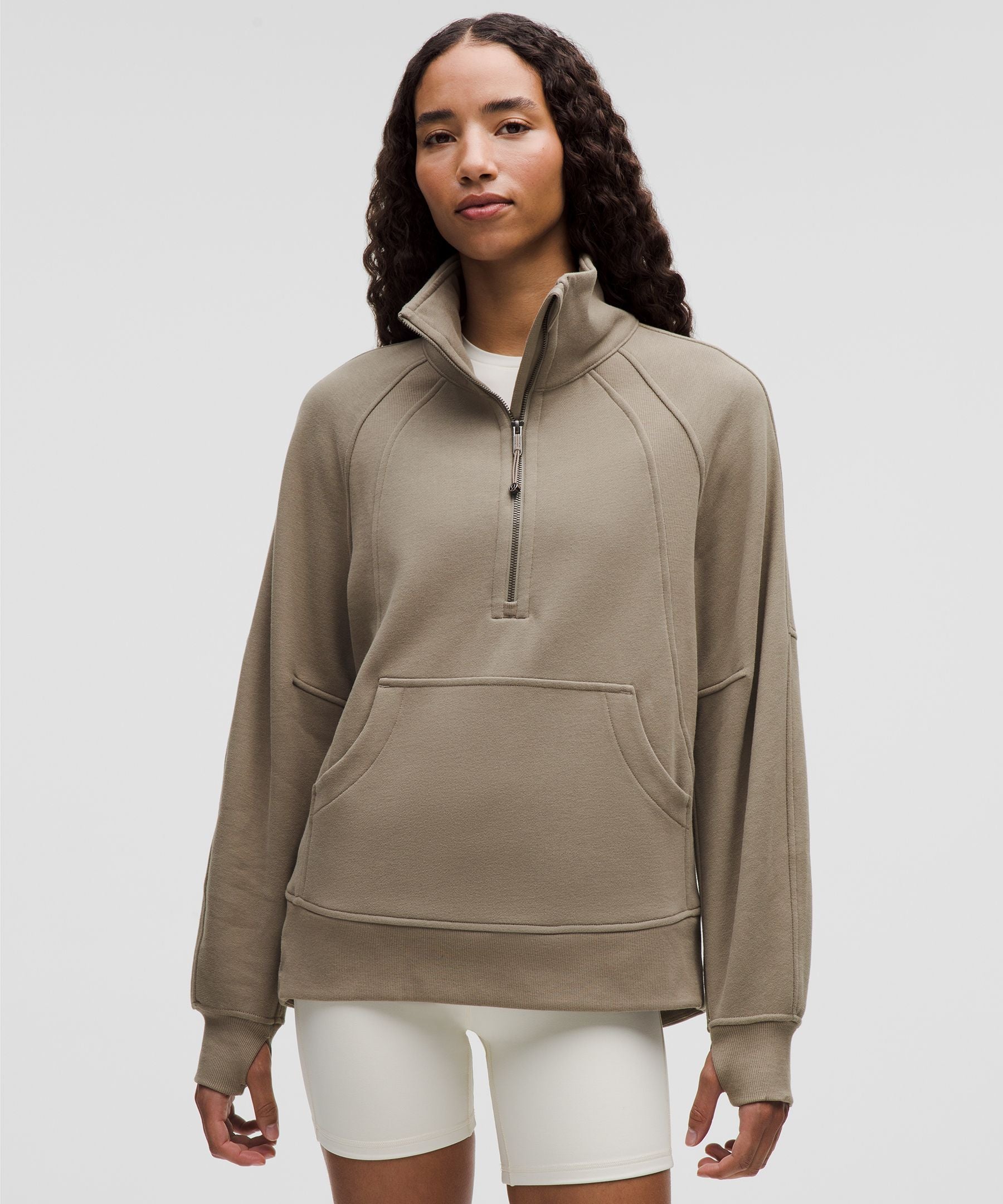 Lululemon Scuba Oversized Funnel-Neck Half Zip *Long Warm Ash Grey