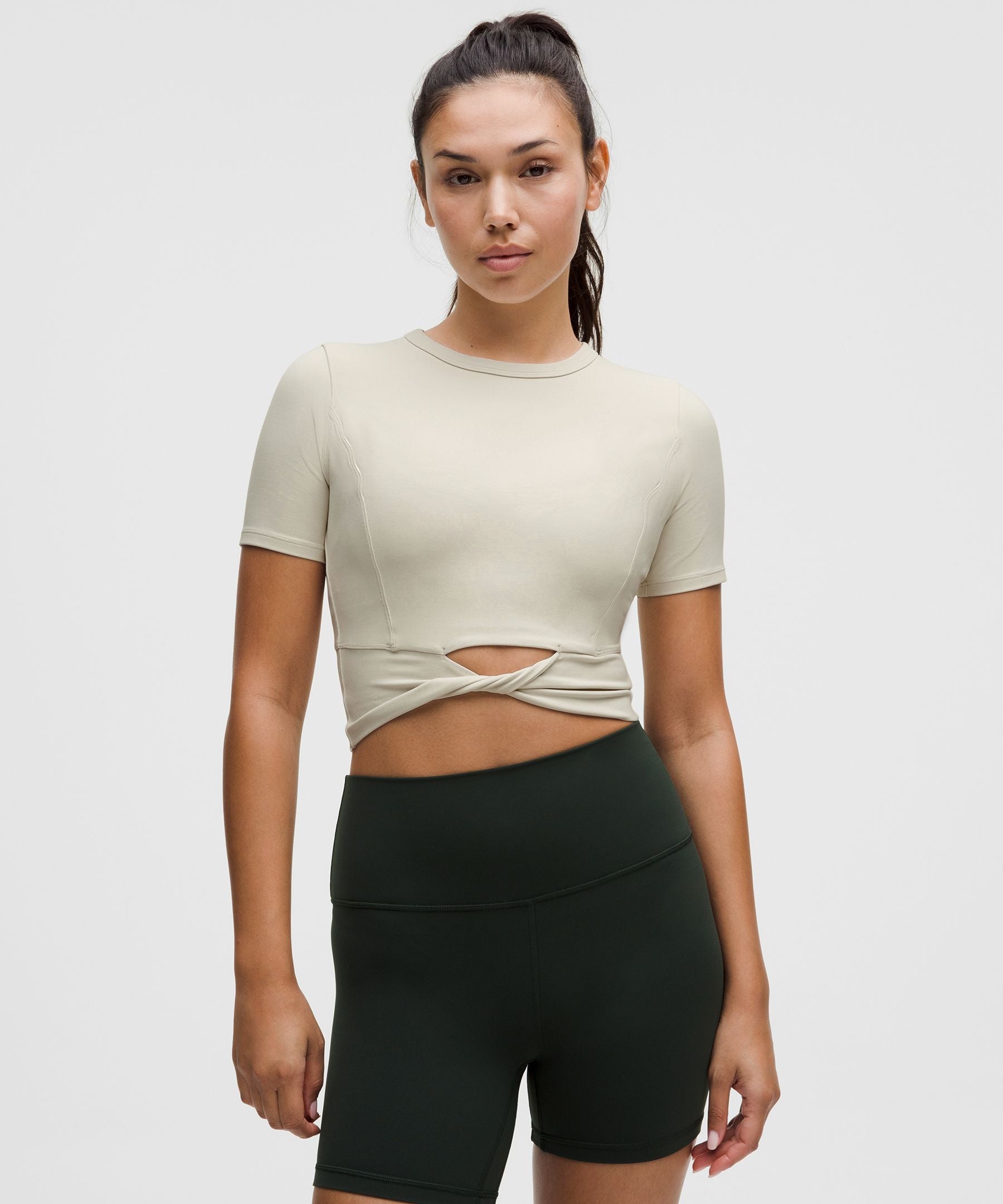 Lululemon Women's Cropped Nulu Twist-Hem Short-Sleeve Shirt