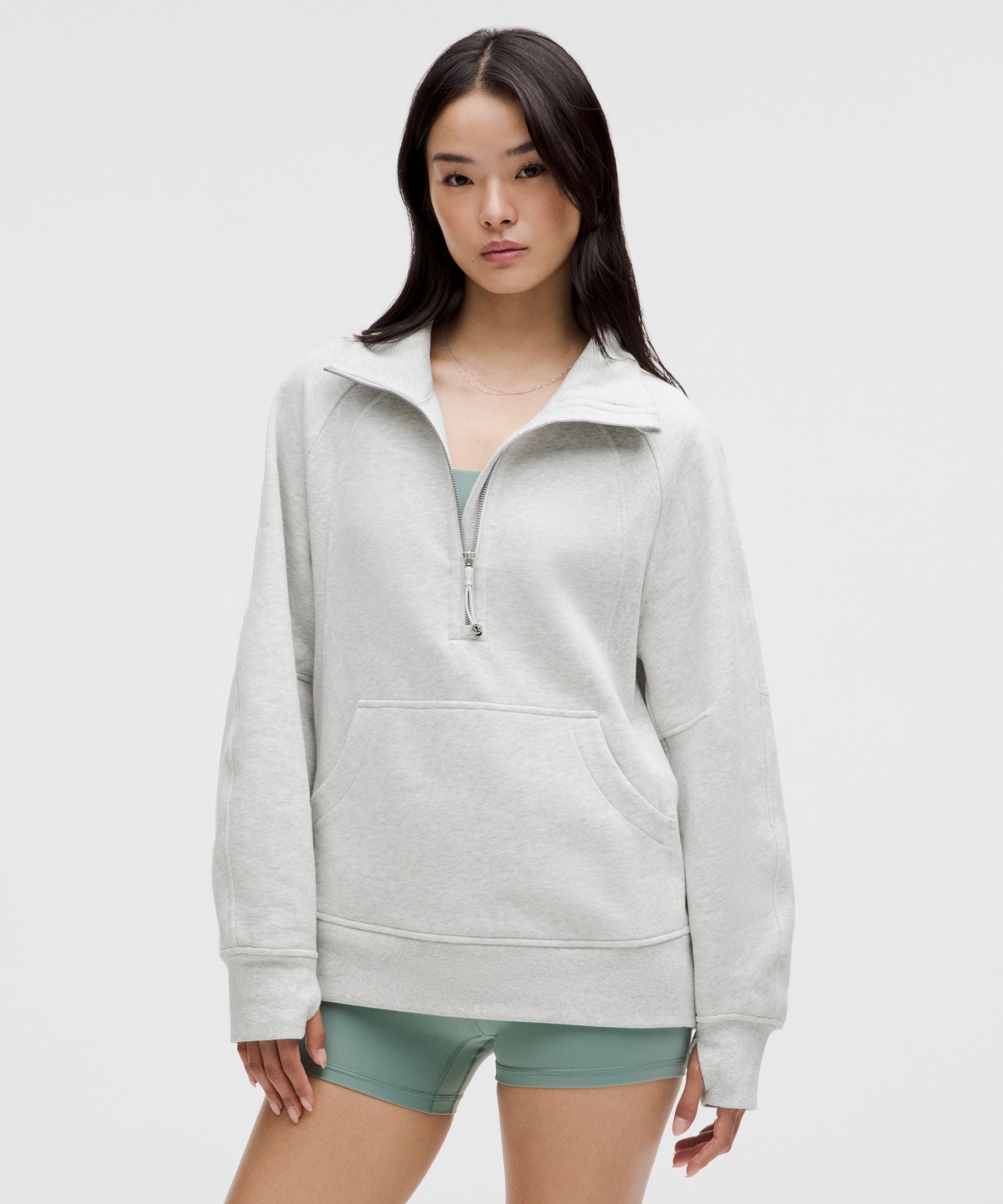 Lululemon Scuba Oversized Funnel-Neck Half Zip *Long Heathered Core Ultra Light Grey