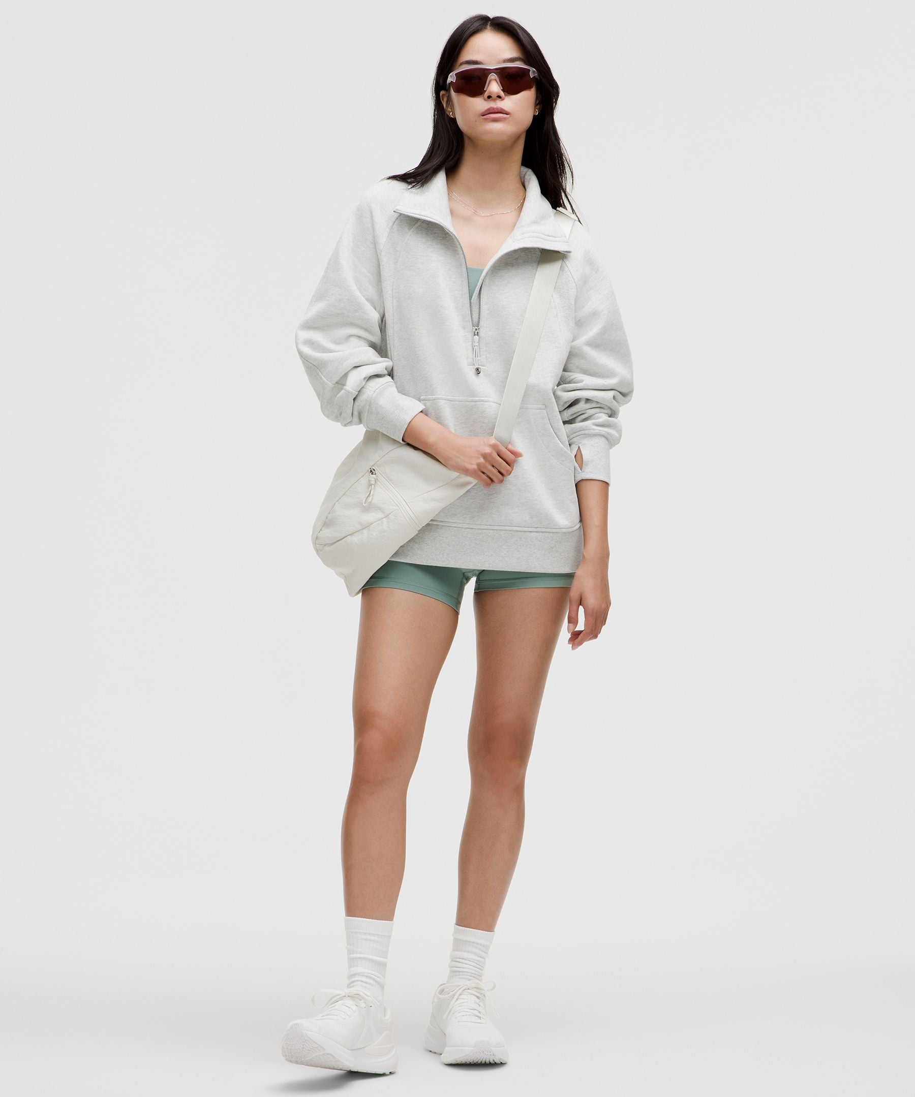 Lululemon Scuba Oversized Funnel-Neck Half Zip *Long Heathered Core Ultra Light Grey