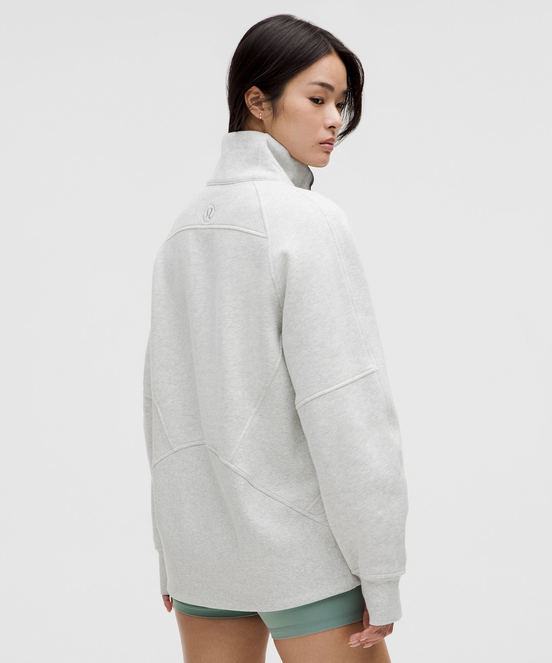 Lululemon Scuba Oversized Funnel-Neck Half Zip *Long Heathered Core Ultra Light Grey