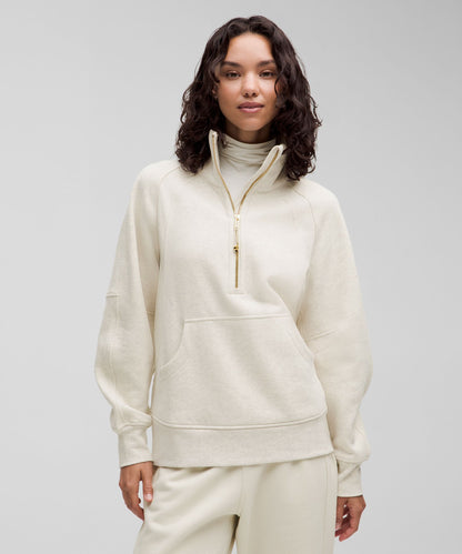 Lululemon Scuba Oversized Funnel-Neck Half Zip *Long Heathered Bone/Gold