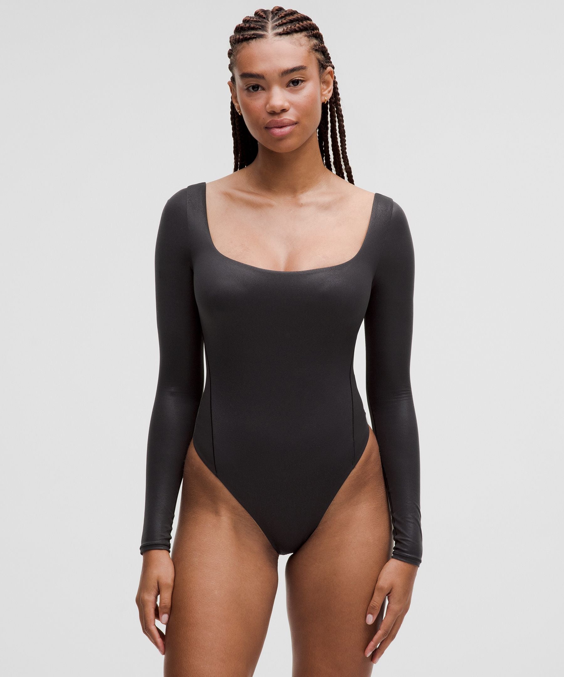 Lululemon Wundermost Ultra-Soft Nulu Square-Neck Long-Sleeve Bodysuit *Shine