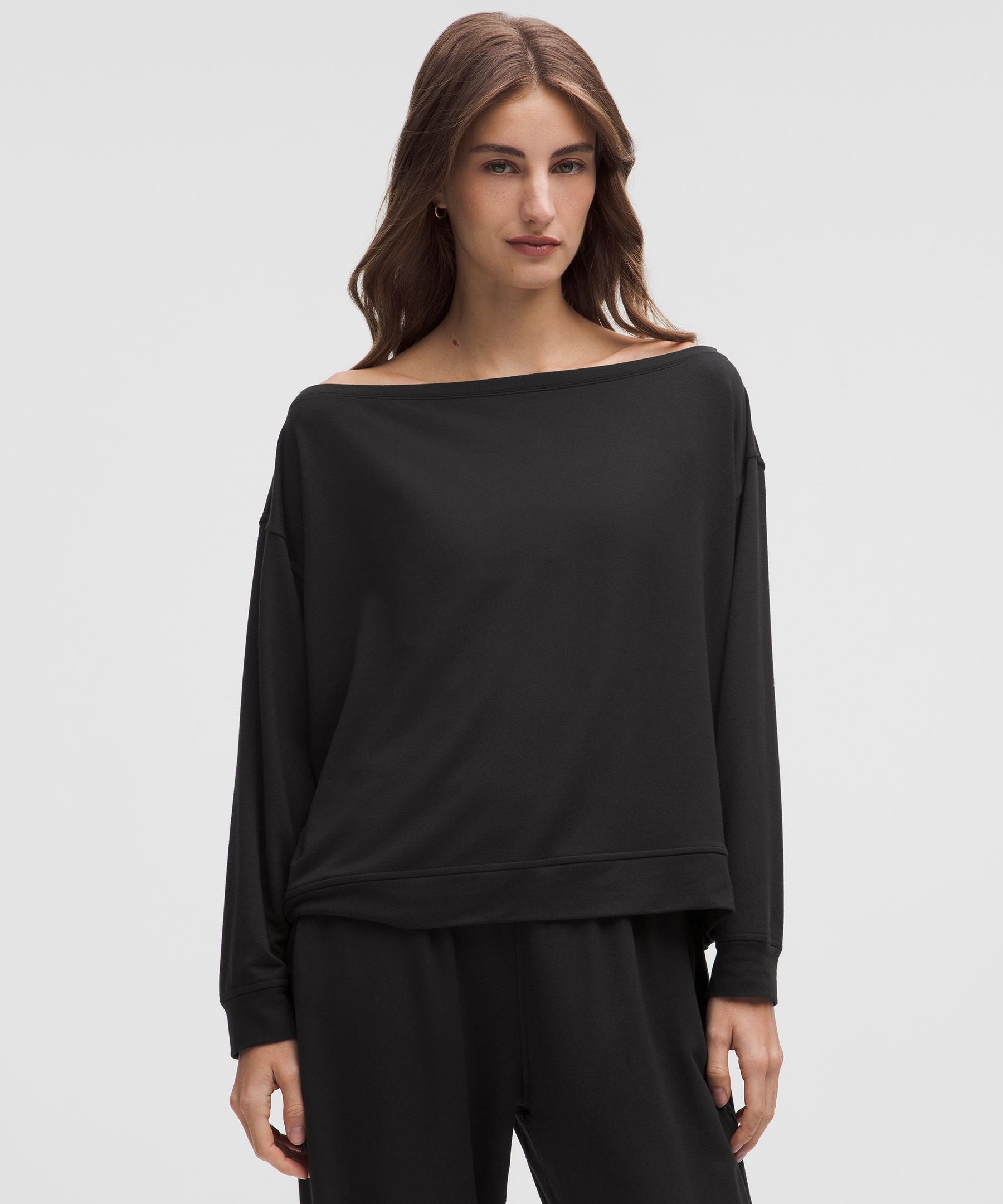 Lululemon Women's BeCalm Oversized Boatneck Long-Sleeve Shirt Black