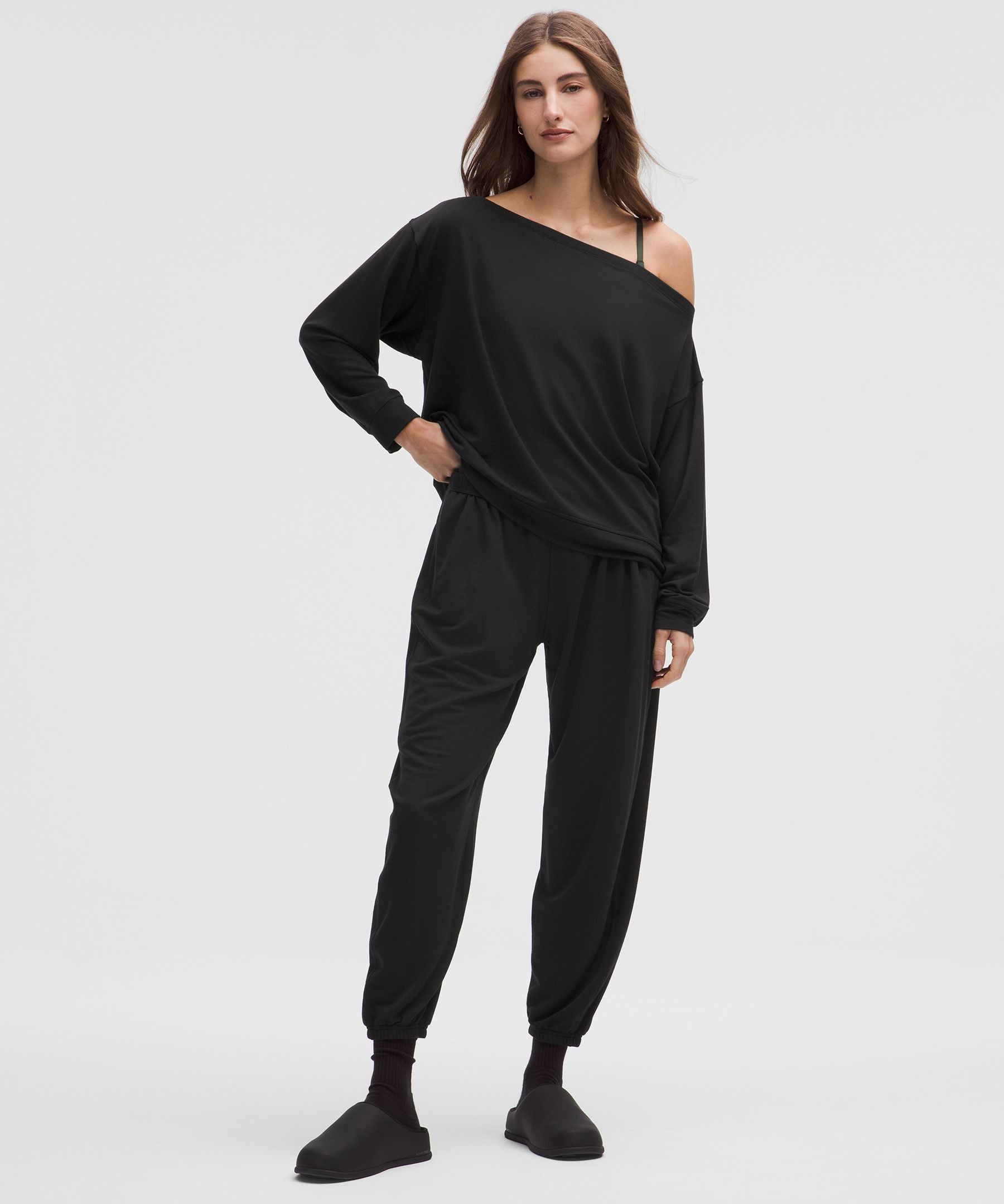 Lululemon Women's BeCalm Oversized Boatneck Long-Sleeve Shirt Black