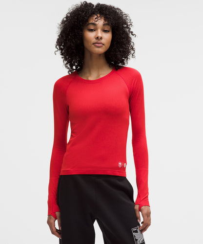 Lululemon Women's Team Canada Swiftly Tech Long-Sleeve Shirt 2.0 Waist Length *COC Logo