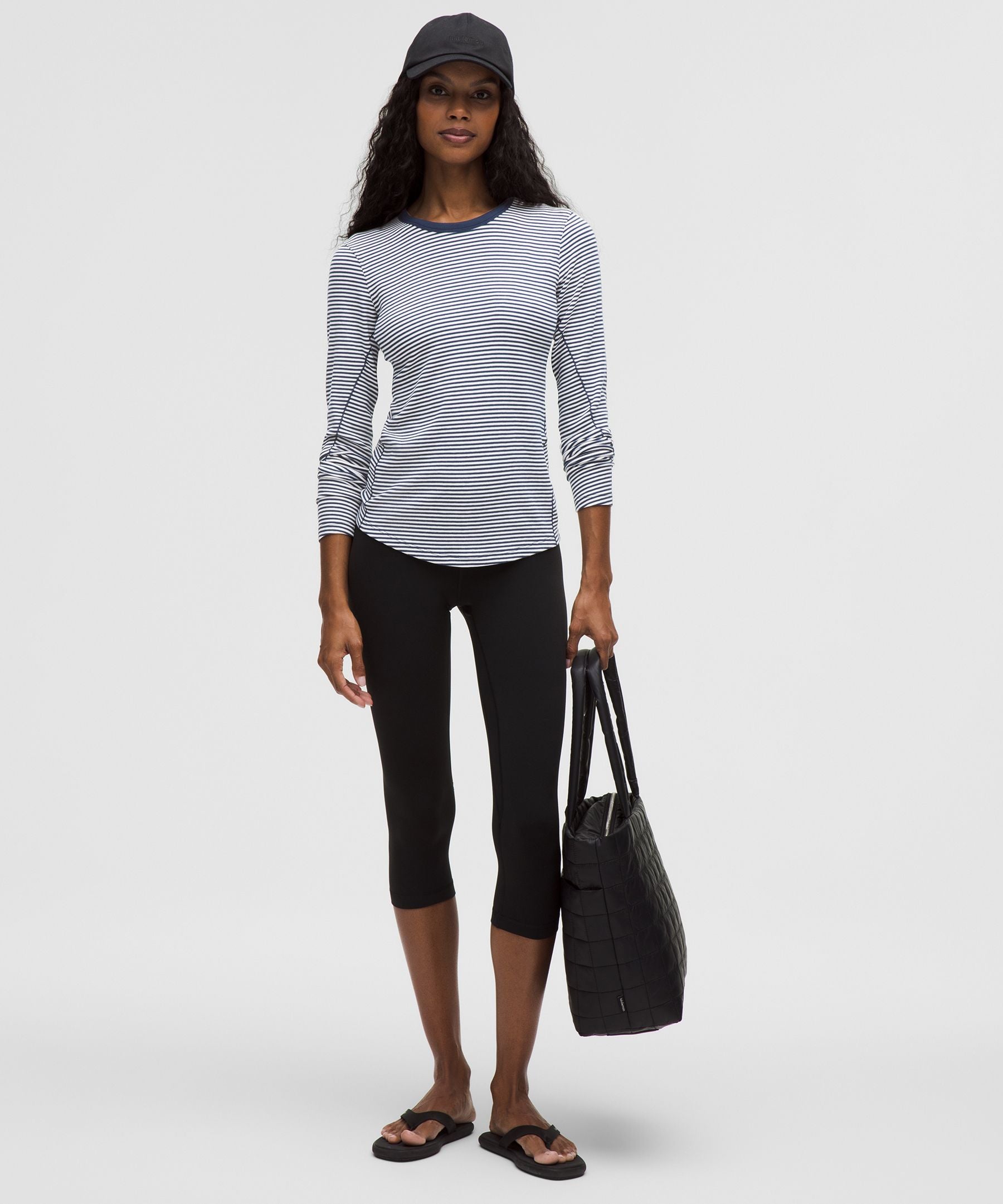 Lululemon Hold Tight Long-Sleeve Shirt Minute Stripe White Club Blue