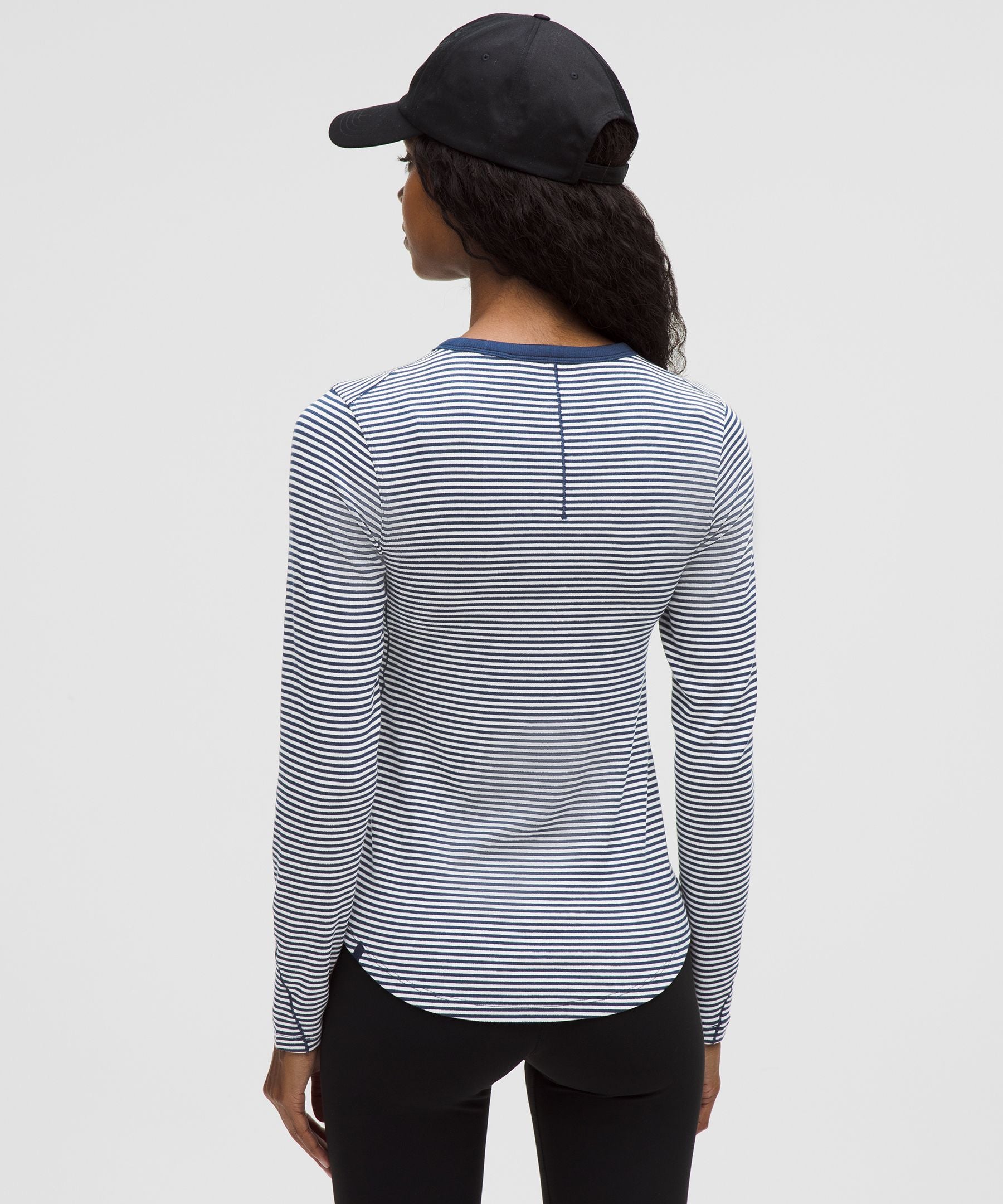 Lululemon Hold Tight Long-Sleeve Shirt Minute Stripe White Club Blue